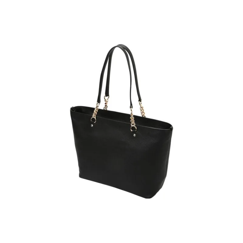 COACH Sophia Pebbled Leather Canvas Bag Shopping Bag Chain One Shoulder Tote Large Size Women's Black-2