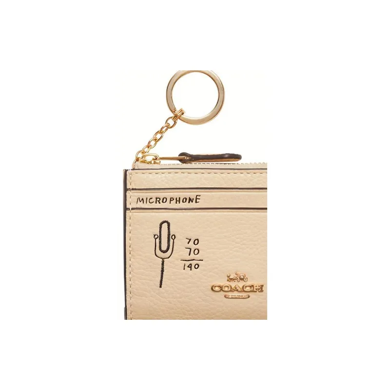 COACH Basquiat Artist Graffiti, Collaboration Skinny Id Case Leather Coin And Card Holder Women's Milk Tea-2