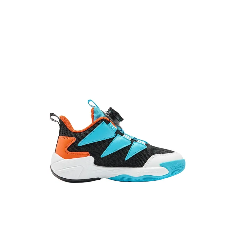 QIAODAN Anti Slip Wear Resistant Low Top Children's Basketball Shoes Black/Ice Blue Children Aged 3 7 Years Old-1