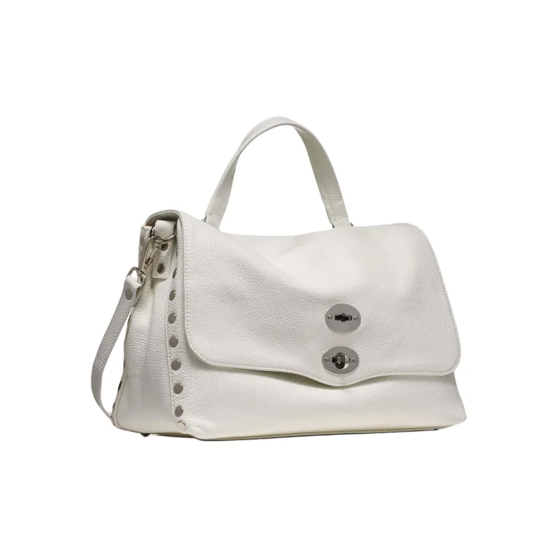 Zanellato Calfskin Messenger Bag, Shoulder Bag, Crossbody Bag, Handbag Medium Size Women's White-1