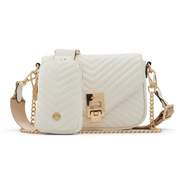 ALDO Artificial Leather Crossbody Bag Trumpets Women's Pure Black/Black Gold/Bone-6