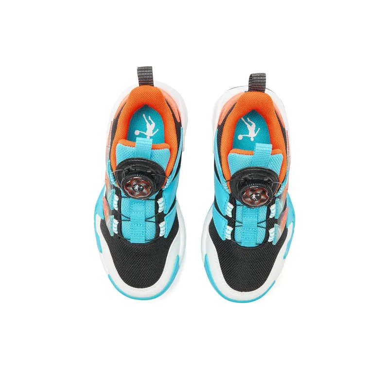 QIAODAN Anti Slip Wear Resistant Low Top Children's Basketball Shoes Black/Ice Blue Children Aged 3 7 Years Old-3