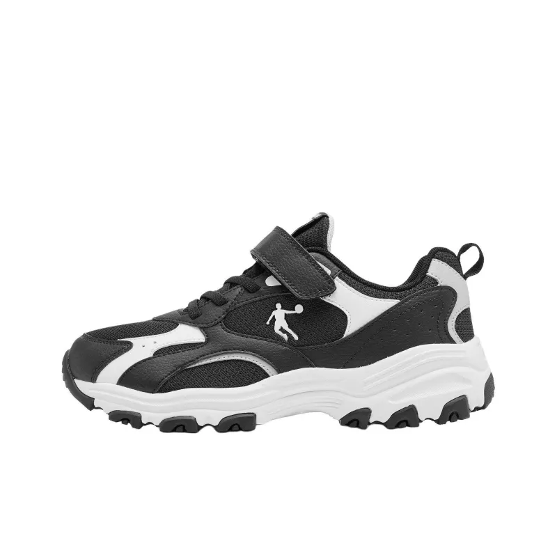 QIAODAN Anti Slip Wear Resistant Low Top Kids Lifestyle Shoes Black/Jordan White Teenagers-0