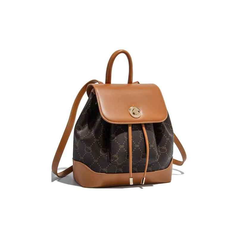 MESUCA Sanrio Hello Kitty Series PU Backpack Small Size Women's Khaki/Ecru/Dark Coffee-7