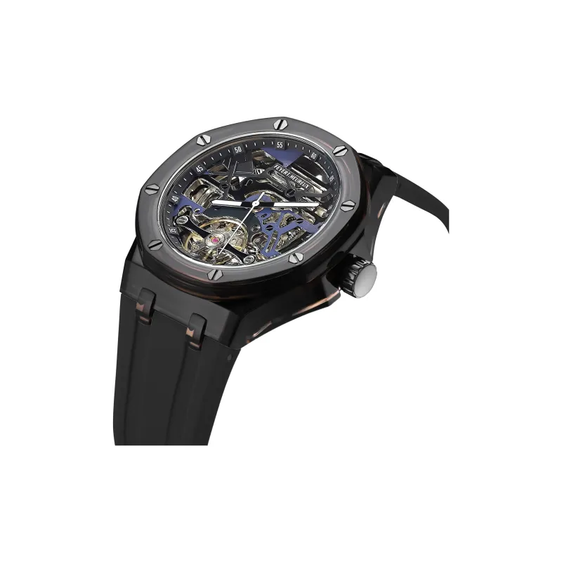 FEYERT Mechanical Movement Silicone Strap Watch Unisex Black Dial-9