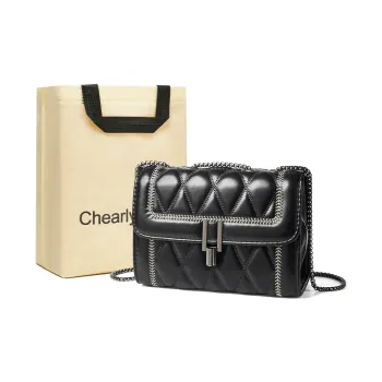 Chearly Kitity PU Shoulder Bag Regular Women's Vintage Black/Ecru