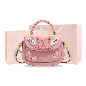 MISS GAIL Artificial Leather Shoulder Bag Crossbody Bag Handbag Women's Pink/Brown