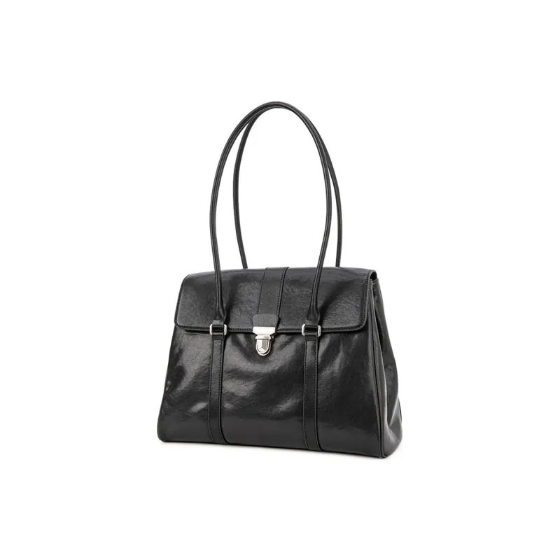 VENOF Cow Leather Shoulder Bag Women's Vegetable Tanned Brown/Vegetable Tanned Black-6