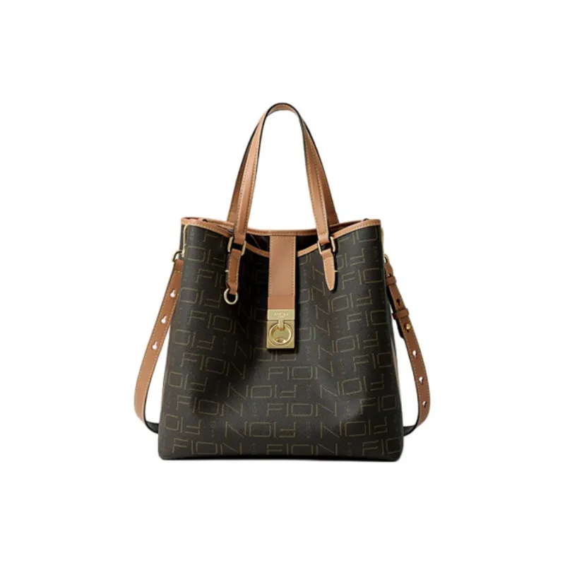 FION Canvas Canvas Bag Handbags Women's Brown Camel-5