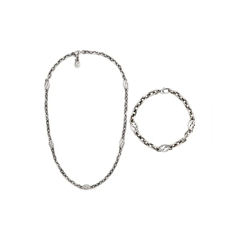 GUCCI Sterling Silver Interlocking G Necklace-0