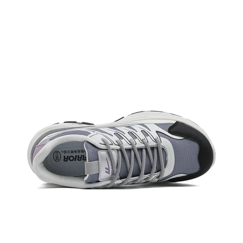 Warrior Wear Resistant Wide Coverage Lightweight Low Top Chunky Sneakers Women's White Black Purple-2