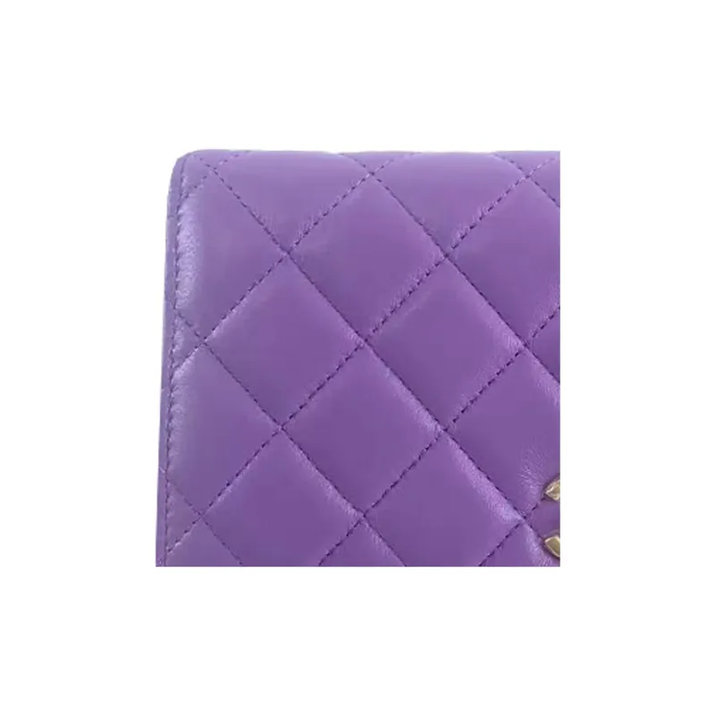 CHANEL 22SS Lambskin Wallet On Chain, Shoulder Bag, Crossbody Bag Women's Purple-2