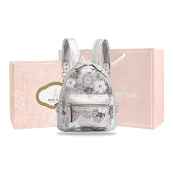 MISS GAIL Artificial Leather Handheld Backpacks Small Size Women's Silver