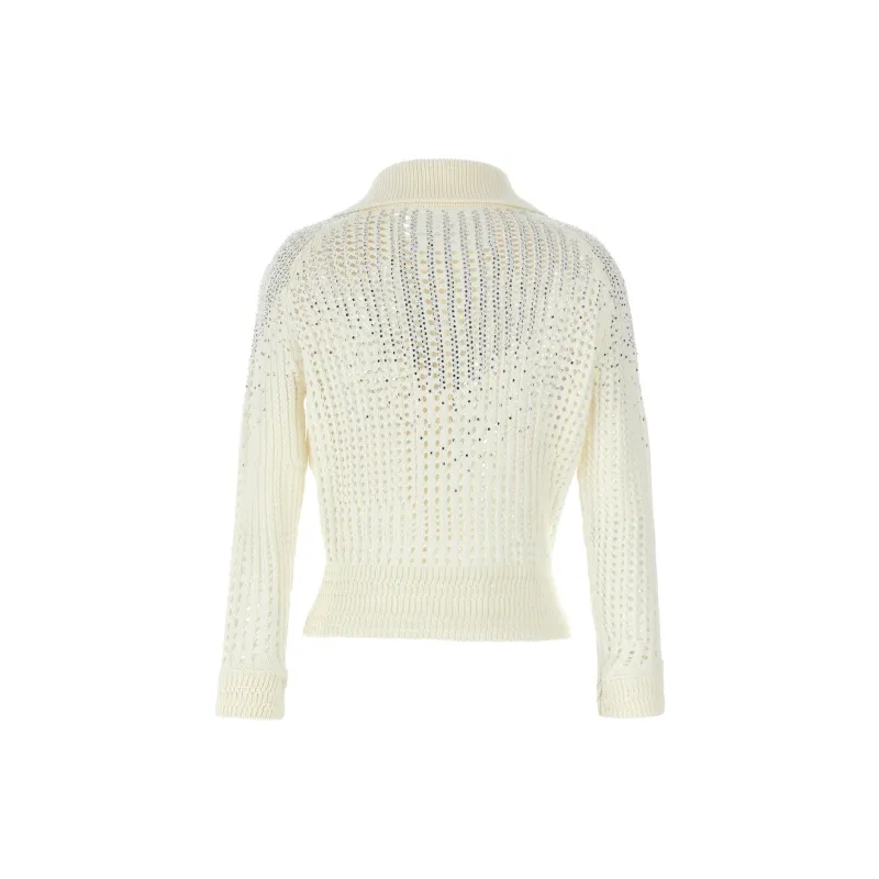 ERMANNO SCERVINO Rhinestone Embellished Knit Cardigan-1