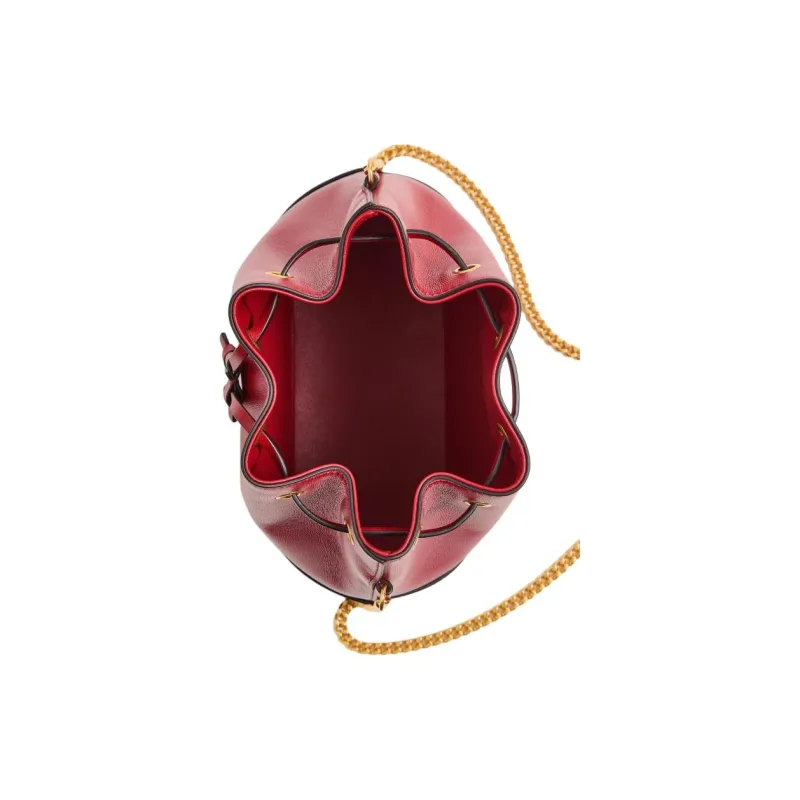 Valentino VLogo Signature Sheepskin Bucket Bag, Shoulder Bag Mini Women's Red-4