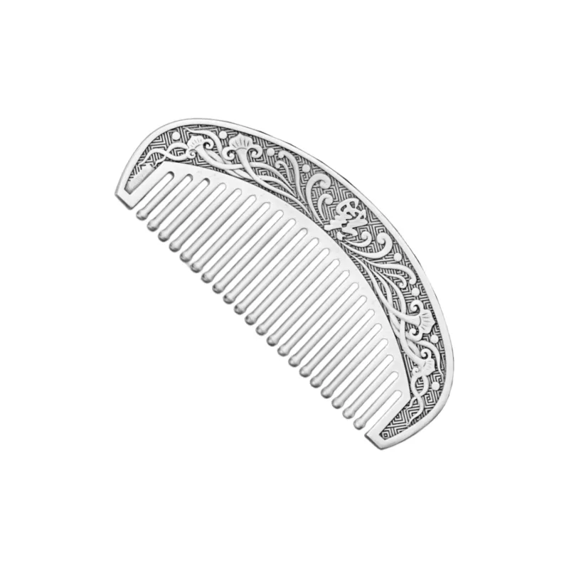 QINGFU 999 Fine Silver Semi Circular Comb For Scraping And Massaging Women's-32