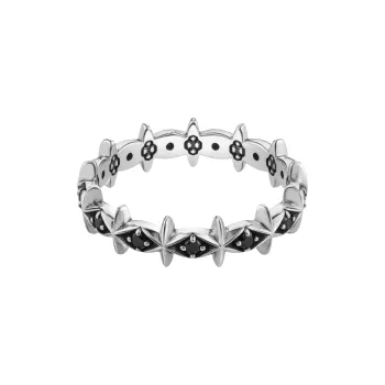 ROCK&RIDE 925 Silver Inlaid With Black Spinel Rings Unisex