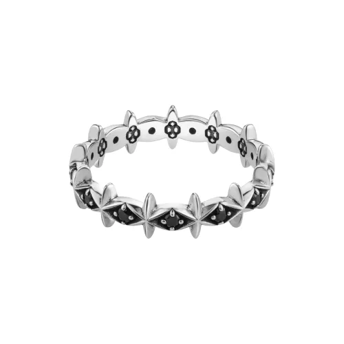 ROCK&RIDE 925 Silver Inlaid With Black Spinel Rings Unisex