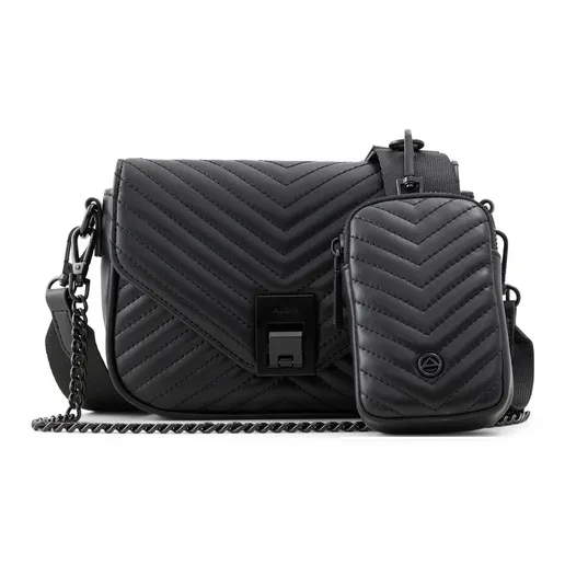 ALDO Artificial Leather Crossbody Bag Trumpets Women's Pure Black/Black Gold/Bone-0