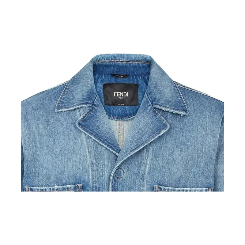 FENDI Denim Jackets Men Blue-2