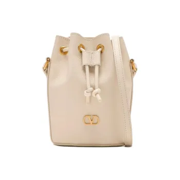 Valentino VLogo Plaque Drawstring Bucket Bag