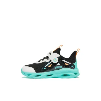 QIAODAN Anti Slip Wear Resistant Low Top Kids' Running Shoes Black/Initial Green Children Aged 3 7 Years Old