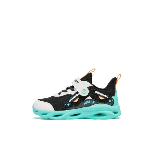 QIAODAN Anti Slip Wear Resistant Low Top Kids' Running Shoes Black/Initial Green Children Aged 3 7 Years Old