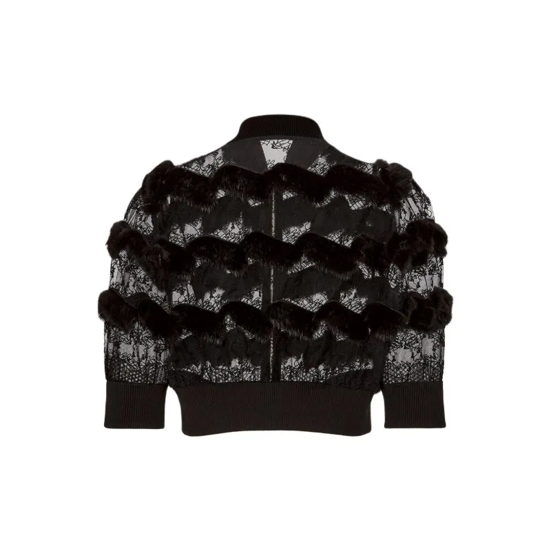 FENDI Leather Jacket Women's Black-1