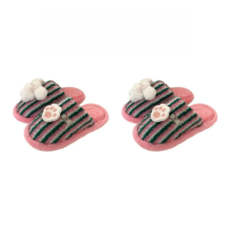 Thin Strips Cotton Slippers Unisex, Pink-41