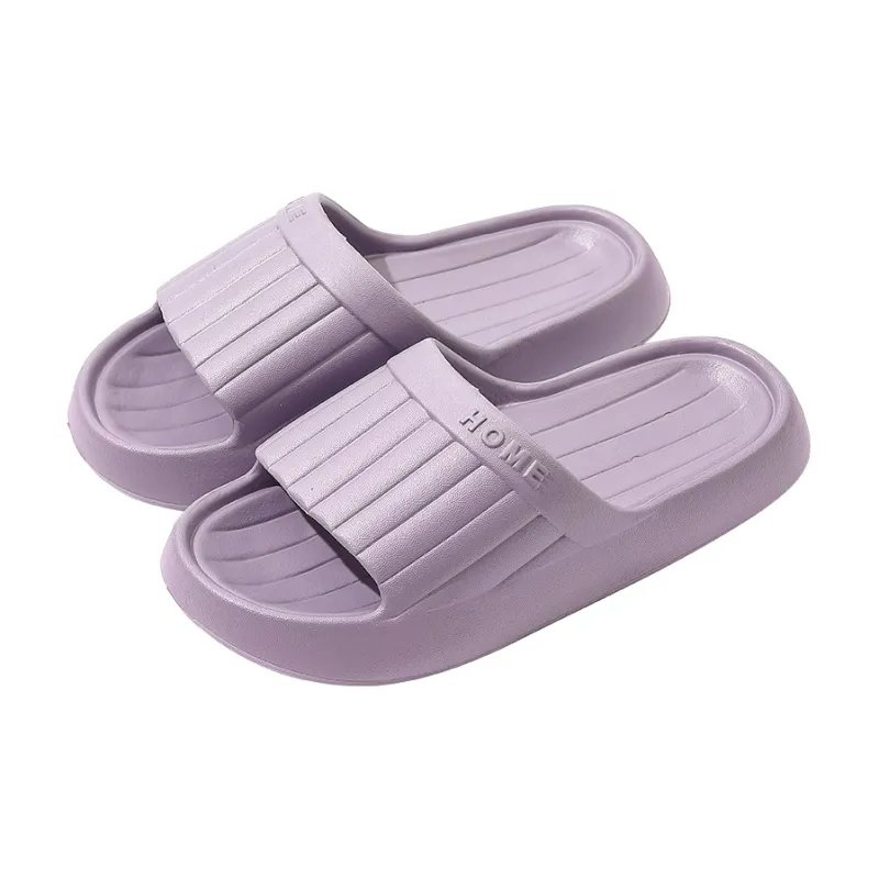 Foot Recreation Minimalist Style Vertical Stripes Letter Comfortable Quiet Slip Resistant Slippers Home Slippers Unisex-15