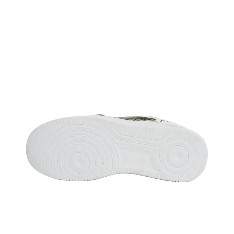 PAIN OR PLEASURE Low Top Kids' Skateboarding Shoes White Black Teenagers-5