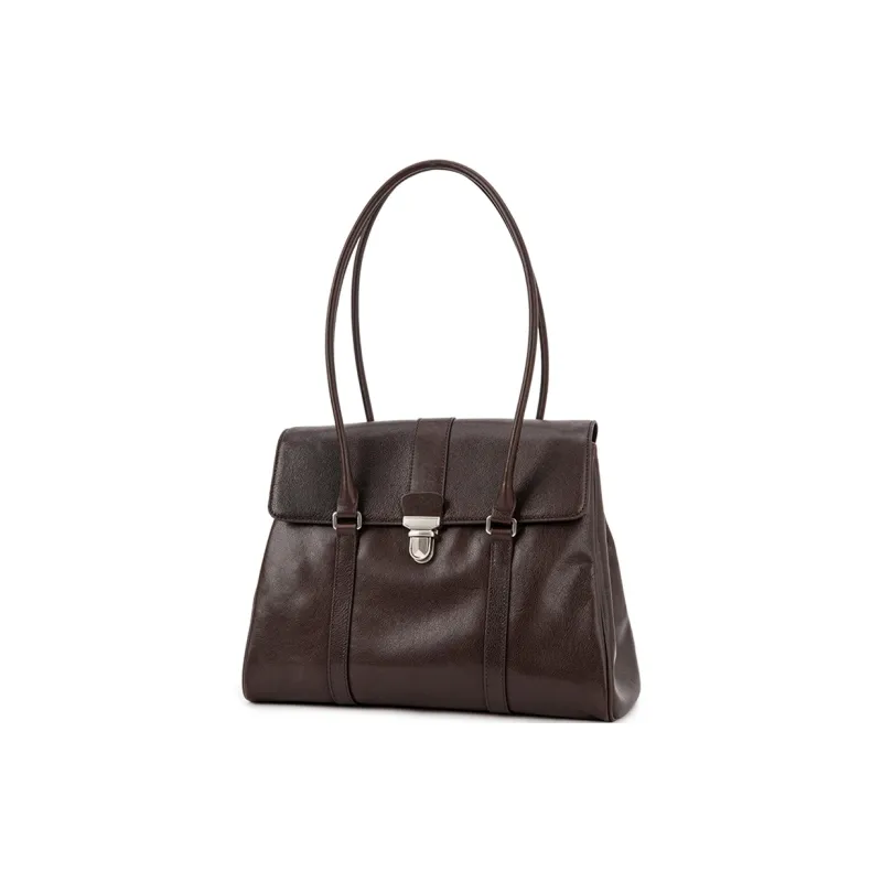 VENOF Cow Leather Shoulder Bag Women's Vegetable Tanned Brown/Vegetable Tanned Black-0