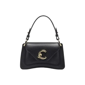 COCCINELLE Grain Cow Leather One Shoulder Handbag Mini Women's Black