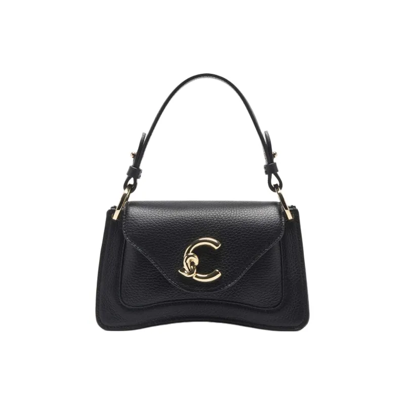 COCCINELLE Grain Cow Leather One Shoulder Handbag Mini Women's Black-0