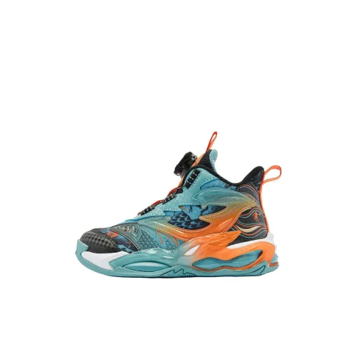 QIAODAN Anti Slip Wear Resistant Mid Top Children's Basketball Shoes Blue Children Aged 3 7 Years Old