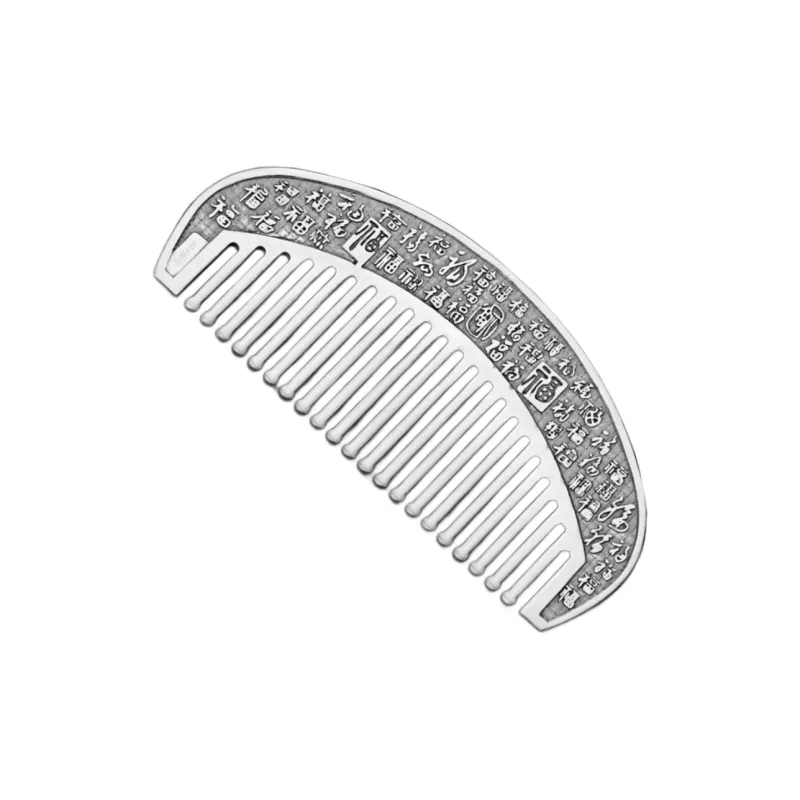QINGFU 999 Fine Silver Semi Circular Comb For Scraping And Massaging Women's-28