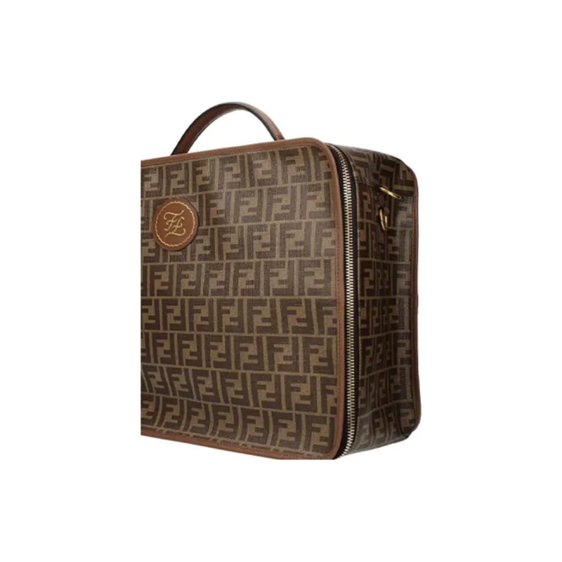FENDI Leather Single Handle Shoulder Bag Crossbody Bag Handbag Travel Bag Medium Size Men's Brown-3