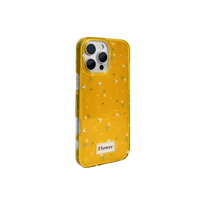 Wei Xin Acrylic Material Yellow Floral Lanyard Phone Cases Compatible With IPhone 16/15 Pro Max/Apple 13/14 Pro/Max-6