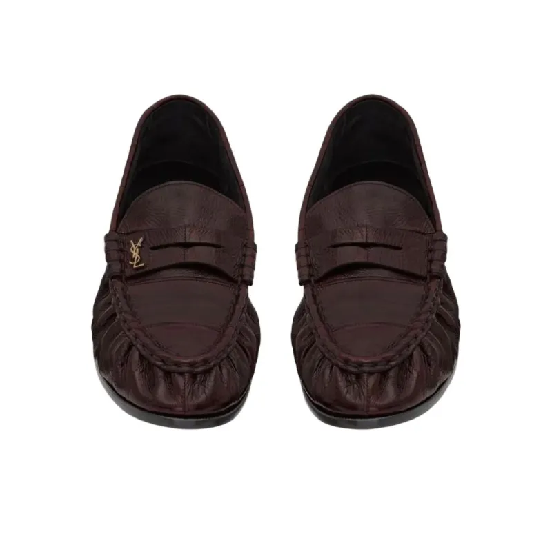 SAINT LAURENT Penny Loafers Men's Red Brown-3