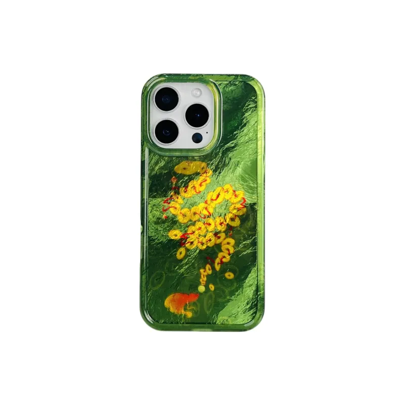 Wei Xin Acrylic Material Money Snake Red Green Phone Cases Compatible With IPhone 16/15 Pro Max/Apple 13/14 Pro/Max-8