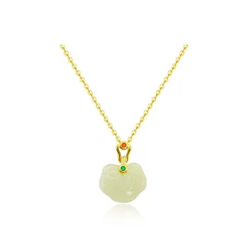 Andaozi Natural Hetian Jade Necklace Pale Greenish White Jade Unisex