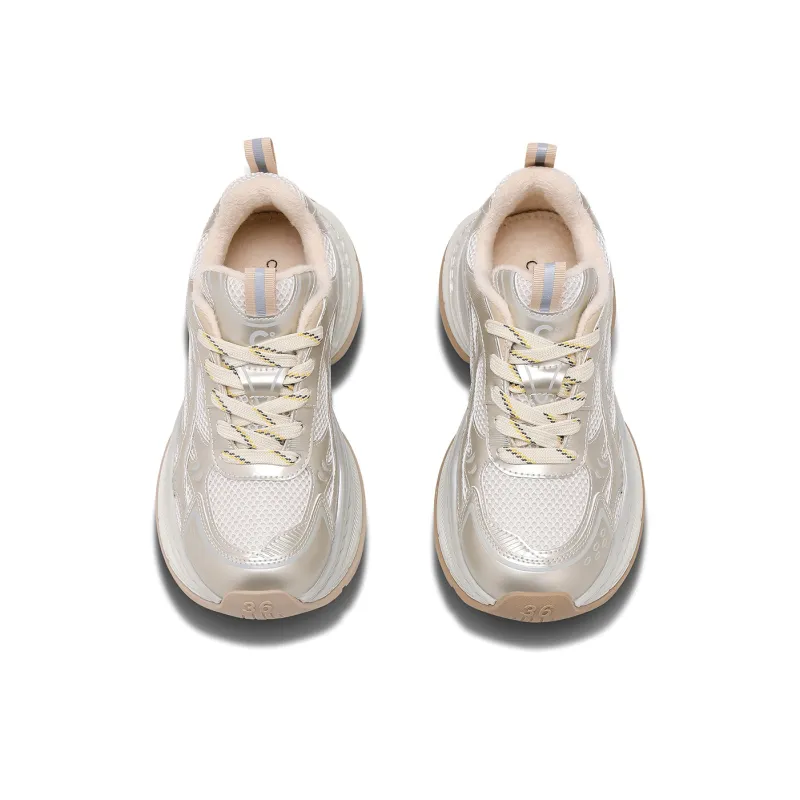 C°BANNER Wear Resistant Low Top Chunky Sneakers Women's Champagne-3