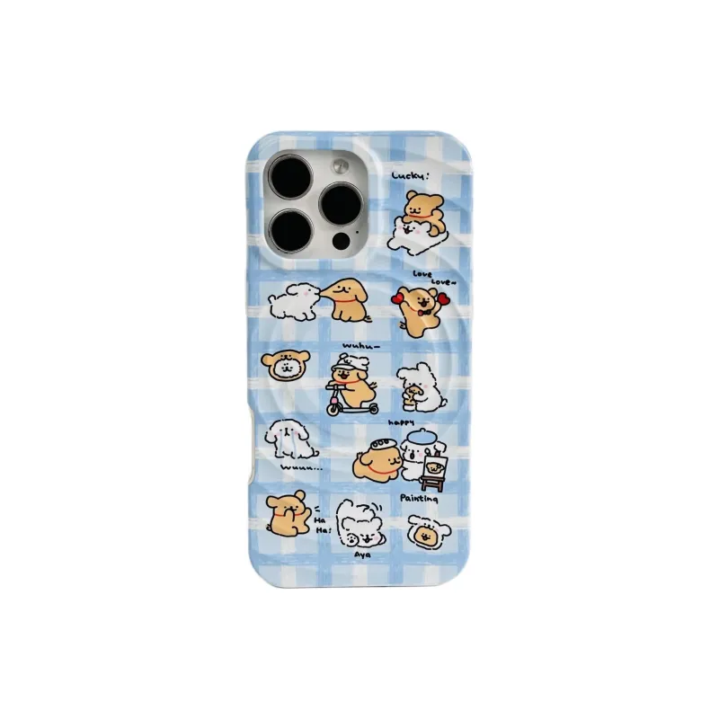 Wei Xin Acrylic Material Couple Dog Magnetic Stand Phone Cases Compatible With IPhone 16/15 Pro Max/Apple 13/14 Pro/Max-4