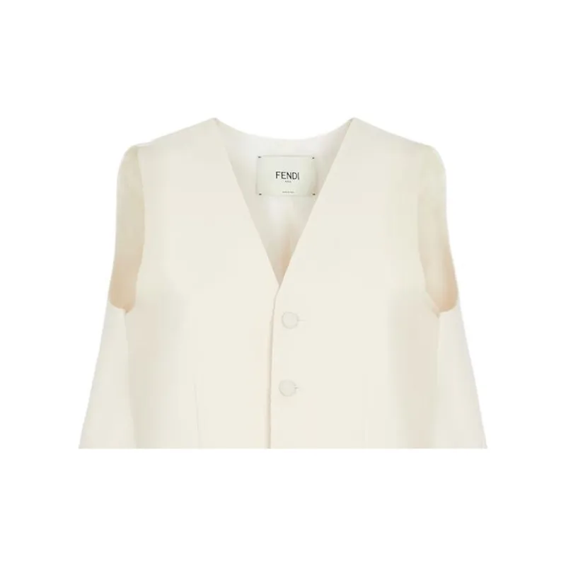 FENDI V Neck Cut Out Detailed Cape-3