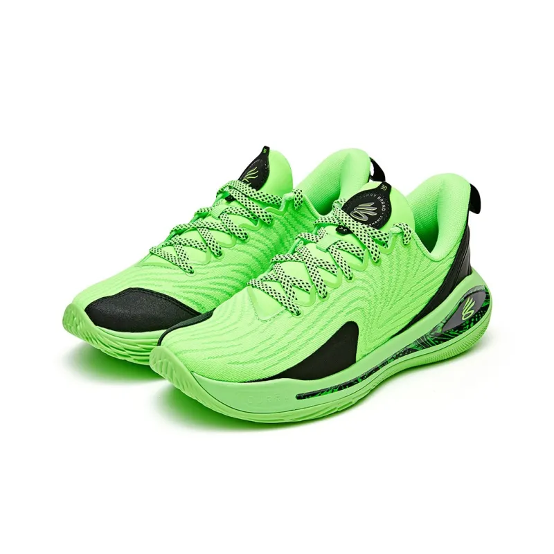 Under Armour Breathable Lightweight Cushioning Low Top Children's Basketball Shoes Green Unisex-1
