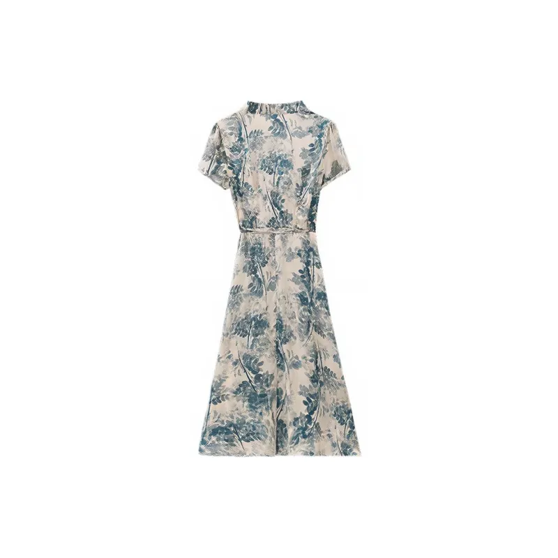 ETSE Short Sleeved Dresses Women's Blue-1