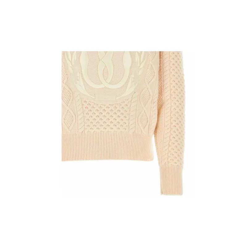 BALLY Logo Embroidered Cable Knit Jumper-4