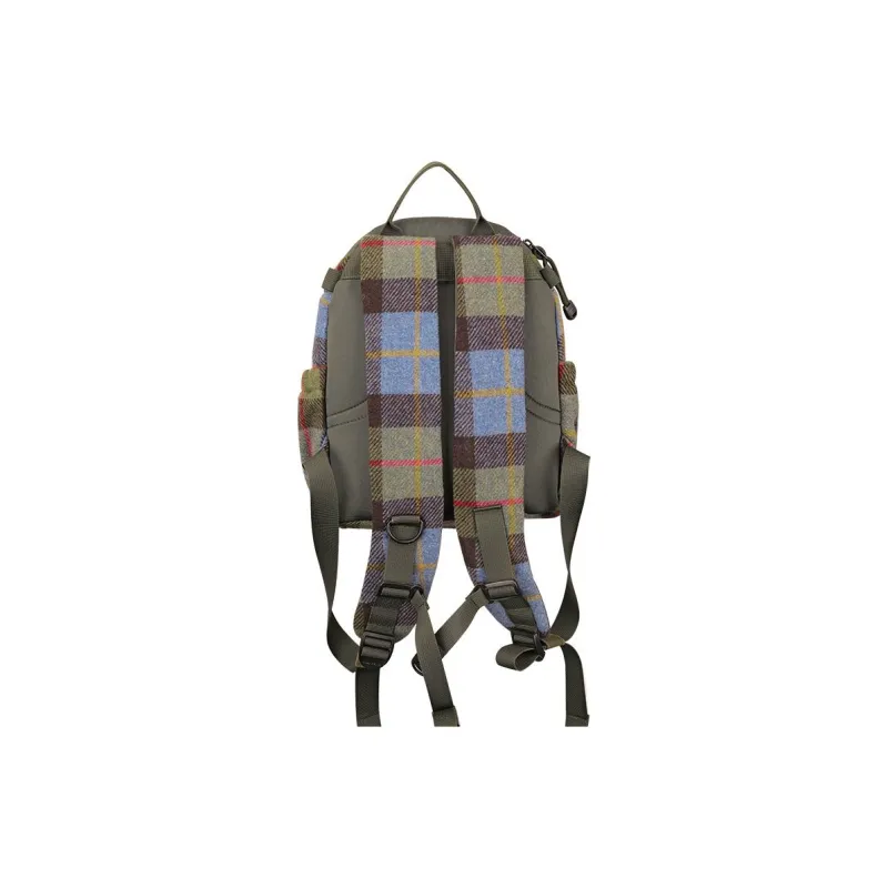 SUMAYZOY Blend Plaid Fabric Backpack Small Size Unisex Marine Blue Plaid/Grimm Green Plaid-7