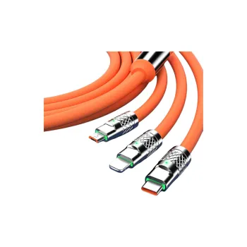X IT 1.2M All in one Cable 1 to 3 Fast Charging Compatibility Apple Huawei Oppo Xiaomi Vivo Android Car Charger Cable