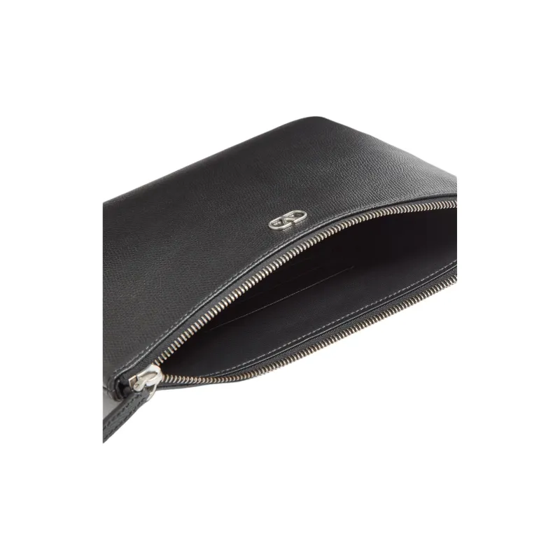 Valentino VLogo Signature Grained Calfskin Clutch Men's Black-4